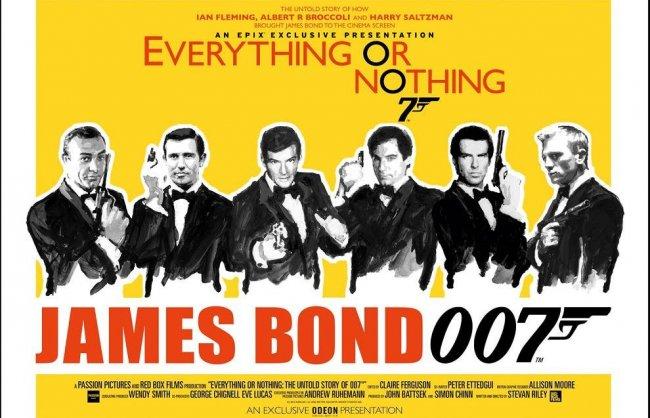 Imagen con el cartel del documental de James Bond 'Everything or nothing'
